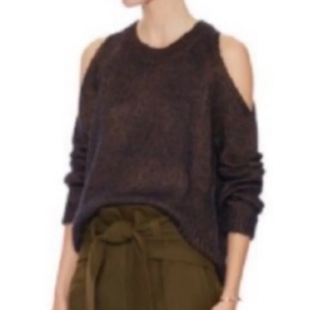 Intermix Sweaters | Intermix Sweater Cut Out Cold Shoulder Bronze Metallic - Picture 1 of 5
